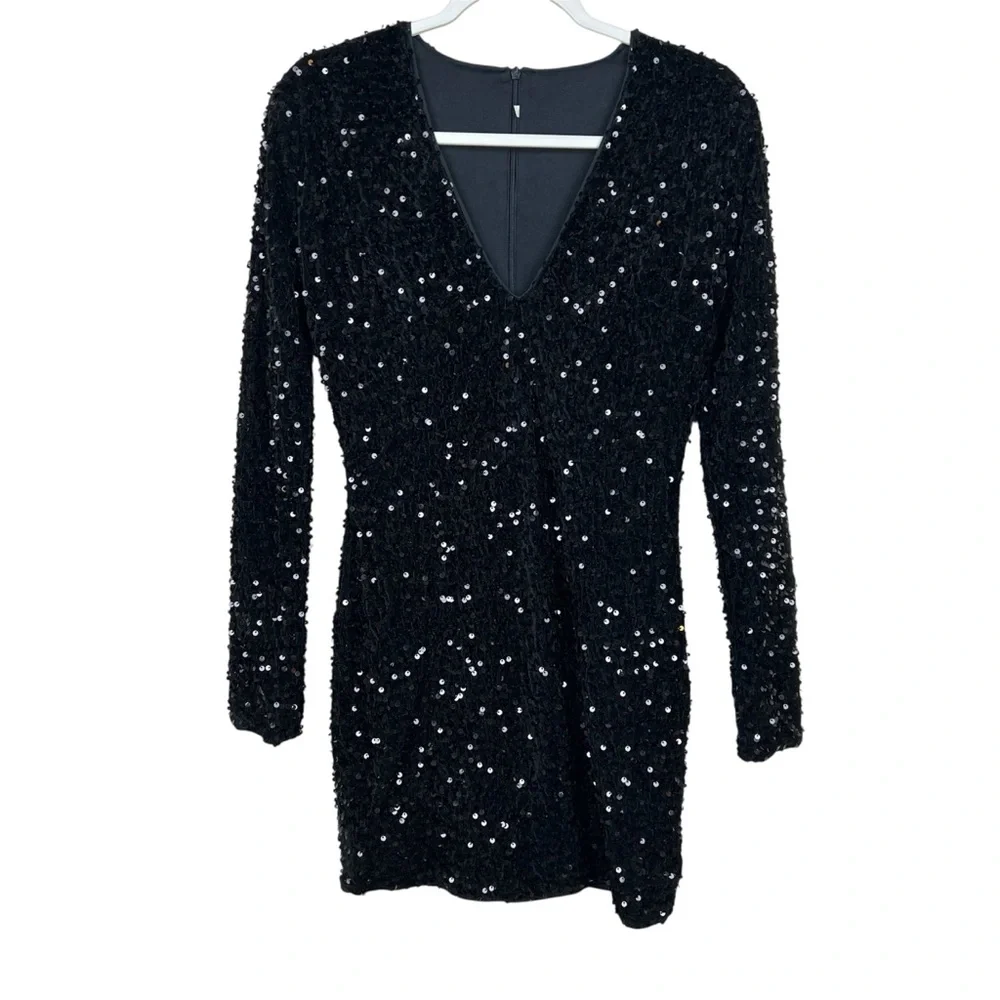 Sequin Hourglass Mini Dress Black M Women’s - Picture 3 of 9